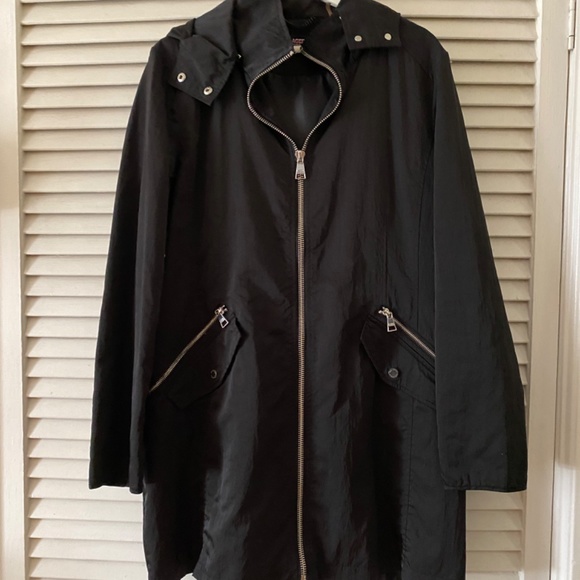 KARL LAGERFELD PARIS BLACK PARKA JACKET WITH HOODIE AUTHENTIC LARGE - Picture 4 of 14